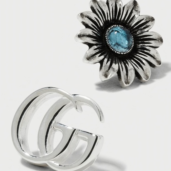 Gucci Jewelry - GG Marmont & Flower Mismatched Sterling Silver Stud Earrings